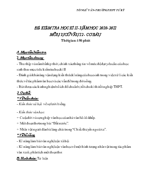 Đề kiểm tra học kì II - Năm học 2010 - 2011 môn Ngữ văn 12 - Cơ Bản